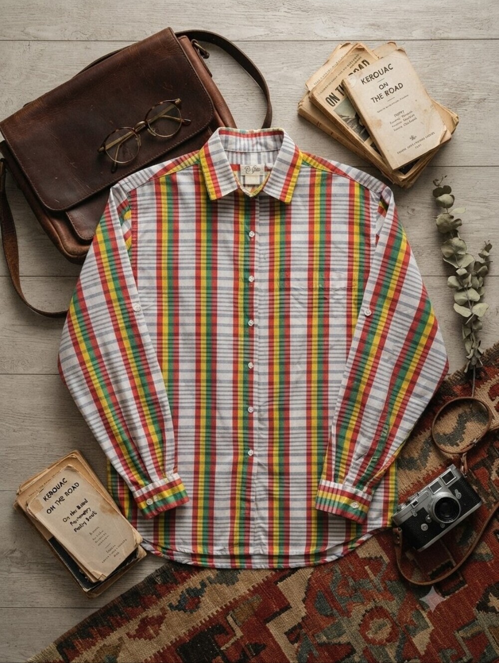 Vintage TanJay Rainbow Plaid Long Sleeve Button Up Shirt